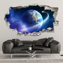 Wall murals planet earth and comet 3d