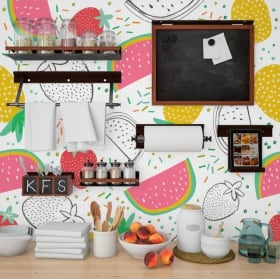 Wall murals of vinyl fruits kitchens