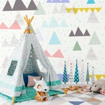 Wall murals triangles and strokes