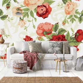 Wall murals of vinyl with flowers to decorate