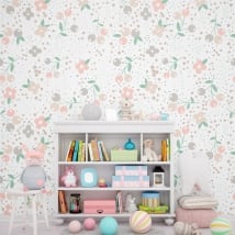 Wall murals of adhesive vinyl with flowers