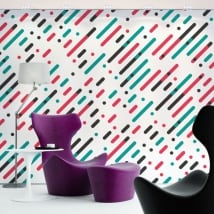 Vinyl wall murals lines and circles of colors