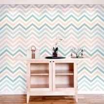 Adhesive vinyl murals lines or zigzag strokes