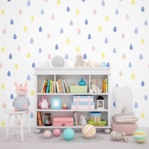 Wall murals of adhesive vinyl drops of colors