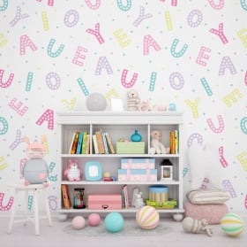 Wall murals of adhesive vinyl alphabet letters