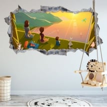 Vinyl children's room family in the field 3d