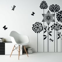 Decorative vinyl flowers butterflies and dragonflies