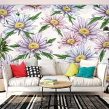 Wall murals of adhesive vinyl camomile flowers