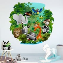 Decorative vinyl and children's stickers animals in the jungle