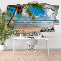 Vinyl walls palm tree beach 3d