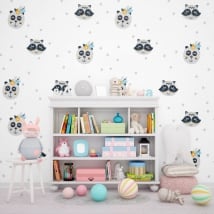 Wall murals children or youth bears and raccoons