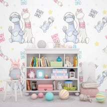 Wall murals for children baby dinosaurs