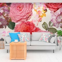 Wall murals of vinyl with hydrangea flowers