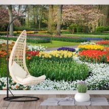 Vinyl wall murals garden with flowers