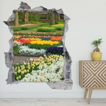 Vinyl and stickers garden flowers and tulips 3d