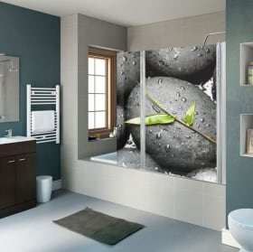 Decorative vinyl bathroom screens zen stones