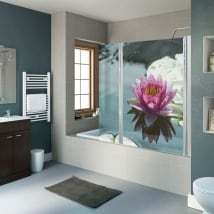 Decorative vinyl bathroom screens lotus flower