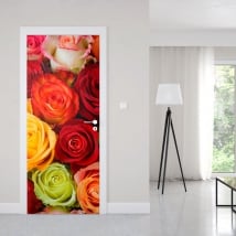 Vinyl for doors colorful roses