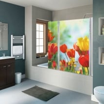 Vinyls for bathroom screens flowers tulips