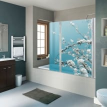 Vinyls for bathroom screens cherry blossoms