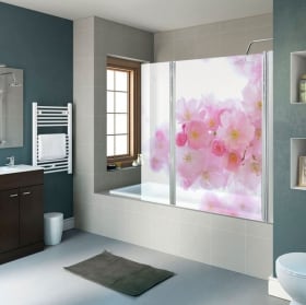 Vinyl bathroom screens japanese cherry blossom