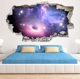 Stickers 3d black hole and nebula with stars