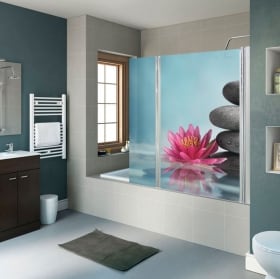 Decorative vinyl bathroom screens lotus flower
