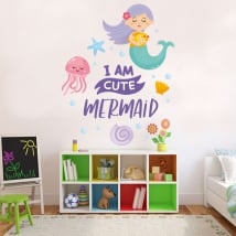 Decorative vinyl and children's stickers little mermaid phrase