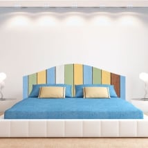 Vinyl headboards bed colorful wooden boards