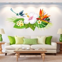 Wall stickers flowers and hummingbird