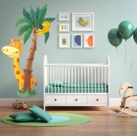 Children's or baby's vinyl giraffe and watercolor palm tree