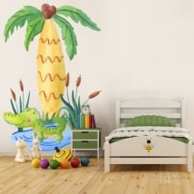 Children's vinyl crocodile and palm tree