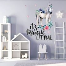 Decorative vinyl unicorn with phrase in english