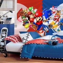 Wall murals videogame mario bros and sonic olympic games