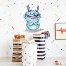 Decorative vinyl watercolor happy monster and butterfly