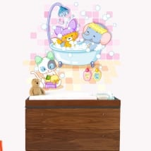 Baby or children's vinyl animals bathing