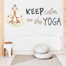 Vinyl and stickers giraffe with phrase in english keep calm yoga