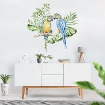 Wall decal parrots or macaws in watercolor