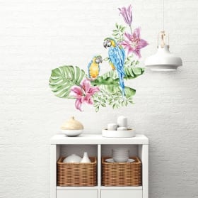 Wall stickers parrots or macaws in watercolor