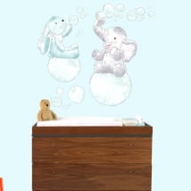 Children's or baby vinyl animals with soap bubbles