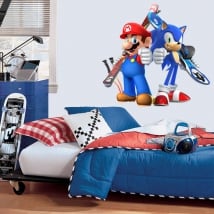 Decorative vinyl mario bros and sonic olympic games