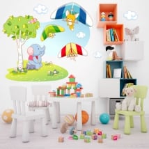 Wall stickers children's animals hang gliding