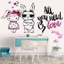 Vinyl and stickers rabbits phrases all you need is love