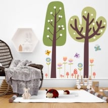 Wall stickers trees with flowers and butterflies