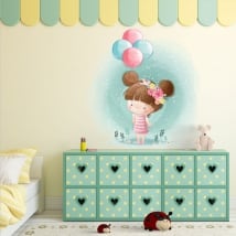 Children's decorative vinyl girl with balloons