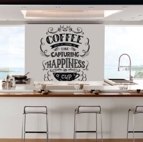 Vinyl and stickers kitchen phrase english coffee