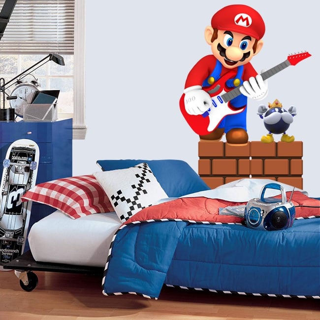 🥇 Vinyl and stickers videogame mario bros with guitar 🥇