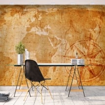 Adhesive murals vintage world map