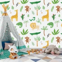 Children's murals jungle animals