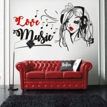 Vinyl and stickers woman silhouette love music